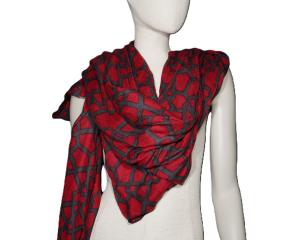 AHMADDY Seiden-Wollschal rot anthrazit